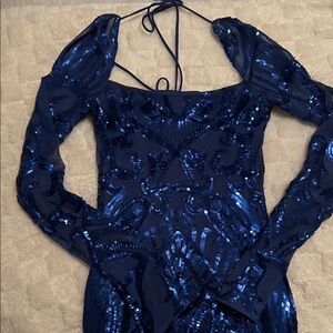 lucy in the sky giulia sparkling square neck dress royal blue 💙